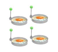 Innoteck Egg Ring - Stainless Steel - Shaping Ring with Anti-Scald and Folding Handle - Non-stick Round Mould - Egg Frying or Shaping Omelette, Sandwich, Pancake and Mini Burger - Pack of 4
