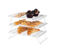 Innoteck Essentials 3 Tier Non-Stick Cooling Rack, Stackable Foldable Wire Tray for Baking Cakes, Cupcakes, Muffins, Cookies & Biscuits, 32 x 25cm, Black - Baking Tools & Accessories