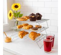 Innoteck Essentials 3-Tier Stackable, Foldable Cake Cooling Rack, Silver