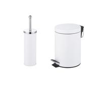 Innoteck Essentials 3L Pedal Bin And Toilet Brush Set - Matt White