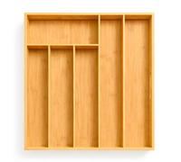 Innoteck Essentials Bamboo Cutlery Tray with 6 Compartments - Adjustable Kitchen Drawer Divider for Silverware and Kitchenwar