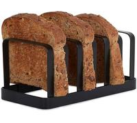 Innoteck Essentials Black Flat Iron Toast Rack - 6 Bread Slice Slot - Toast Cooling Holder - Serving Stand - Black Metal Organiser - Dining Table Accessories - for Kitchen, Dining Room or Bakery