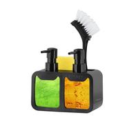 Innoteck Sink Organiser Set - Dual Soap Dispenser with Built-in Sponge Holder, Storage Rack, Non-Slip Feet & Removable Drip Tray - Includes Funnel (350ml + 350ml Capacity)