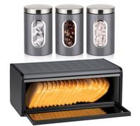 Innoteck Essentials Grey Bread Bin with 3 Piece Canister Set
