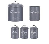 Innoteck Essentials Round Biscuit Tin Cream - Decorative Kitchen Food Storage - Easy to Open Canister - Airtight Lids and Handle - Storage Tin for Your Biscuit, Cookies and Other Sweet Treats