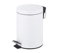 Innoteck Essentials Round Colour Coated Pedal Bin 3L Dustbin Size 26x17cm for Kitchen and bathroom, Matt White, Powder Coated Steel, 3 Litre