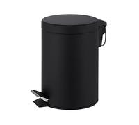 Novel Solutions Innoteck Essentials Round Colour Coated Pedal Bin 3L Dustbin Size 26x17cm for Kitchen and bathroom, Matt Black, Powder Coated Steel, 3 Litre
