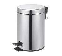 Novel Solutions Innoteck Essentials Round Stainless Steel Pedal Bin 3L Dustbin Size 26x17cm for Kitchen and bathroom, Chrome, 3 Litre