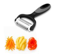 Innoteck Essentials 3 in 1 Multi-Functional Peeler - with Ergonomic Handle - Stainless Steel - Standard Fine/Serrated/Julienne Peeling - 360° Head Rotation - for Vegetable and Fruit - Black/Grey