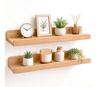 Innoteck Floating Wall Shelf 60Cm Set Of 2 With Raised Front Edge Light Oak