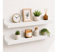 Innoteck Floating Wall Shelf 60Cm White Set Of 2 With Raised Front Edge