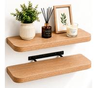 Innoteck Floating Wall Shelf With Curved Corners 60Cm Set Of 2 Light Oak