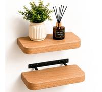 Innoteck 40Cm Floating Wall Shelves With Rounded Corners Light Oak Effect - Pack Of 2