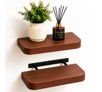 Innoteck Floating Wall Shelves With Round Corners 40Cm Set Of 2 Walnut