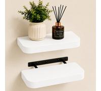 Innoteck Floating Wall Shelves With Round Corners 40Cm Set Of 2 White