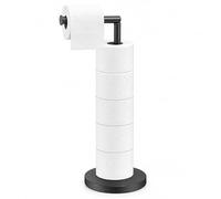 Innoteck Freestanding Toilet Roll Holder with Spare Roll Storage, L Shaped Toilet Paper Holder Stand, Floor Standing Bathroom Tissue Roll Storage, Holds Up to 5 Rolls (Matt Black)