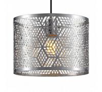 Innoteck Modern Cube-Pattern Chrome Metal Drum Lampshade - Decorative Cut-Out Design - for Ceiling Pendant & Floor Lamp - Fits E27 Holders with B22 Adaptor [Energy Class A++]