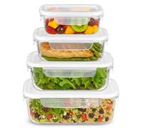 Innoteck Essentials 4pc Glass Storage Container Set with Snap Lock Lids - Watertight & Airtight Lids - Heat & Cold Resistant Glass - Microwave, Oven, Freeze & Dishwasher Safe - for Meal Prep & Baking
