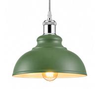 Innoteck Green And White Metal Dome Pendant Light Shade Retro Industrial Style