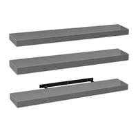 Innoteck Grey High Gloss Floating Shelf Rectangular 110Cm Modern Wall Mounted Shelf Pack Of 3