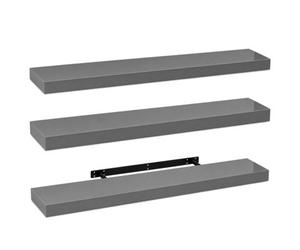 Innoteck Grey High Gloss Floating Shelf Rectangular 110Cm Modern Wall Mounted Shelf Pack Of 3