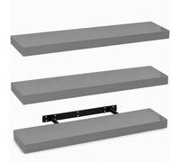 Innoteck Grey High Gloss Floating Shelf Rectangular 80Cm Modern Wall Mounted Shelf Pack Of 3