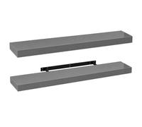 Innoteck Grey High Gloss Floating Wall Shelves 110Cm Pack Of 2