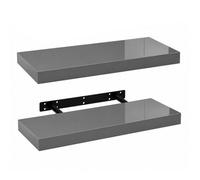 Innoteck Grey High Gloss Floating Wall Shelves 60Cm Pack Of 2
