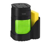 Innoteck Kitchen Sink Organiser with 3-in-1 Soap Dispenser, Sponge Holder & Sink Caddy - Dual Dish Soap & Hand Wash Dispenser, Press Pump Sponge Tray, Compact Countertop Kitchen Tidy, Black