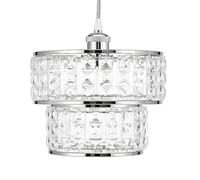 Innoteck Lamp Shade for Ceiling Lights, 2 Tier Acrylic Chandelier, Chrome | Sparkly Chandelier Lampshade, E27/B22 Adaptor, Living Room & Bedroom