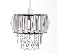 Innoteck Sparkly Ceiling Chandelier Drum Shade With Prismatic Acrylic Crystal Strips And Droplets, Clear