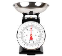 Innoteck Essentials Mechanical Kitchen Scale - Compact, Analogue, Easy to Read, 5 kg Capacity, Large Dial - Dishwasher Safe Detachable Bowl - Ingredients Measurement Scale - Black
