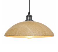 Innoteck Metal Ceiling Light Shade, Wood Effect, 31.7cm | Retro lampshade for ceiling lights, E27 opening with reducer ring