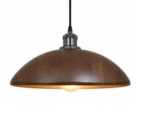 Innoteck Metal Ceiling Light Shade, Wood Effect, 31.7cm (Walnut) | Retro lampshade for ceiling lights, E27 opening with reducer ring