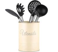 Innoteck Essentials Utensil Crock Holder - Farmhouse Countertop D?cor - Utensil Pot - Cream, Cream