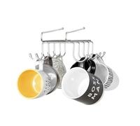 Innoteck Essentials Under Shelf Cup Hanging Rack With 10 Hooks, Silver