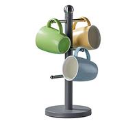 Innoteck Mug Tree 6 Mugs, Mug Holder & Freestanding Cup Holder, Grey | Paper Towel Holder, Weighted Base, Stainless Steel, Easy Roll Change