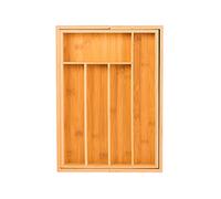 Innoteck Natural Bamboo Expandable Cutlery Tray - Adjustable Kitchen Drawer Divider for Silverware and Kitchenware with 5 to 7 Compartments