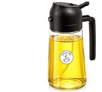 Innoteck Olive Oil Spray Bottle & Oil Dispenser Bottle, 470ml, 10 Labels | Pack of 2, Fine Mist & Pour Control, Wide-Mouth Easy Fill, Dishwasher-Safe