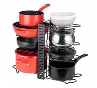 Innoteck Essentials Pots and Pans Organiser Rack with 8 Adjustable Dividers, Black
