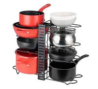 Innoteck Pots & Pans Organiser Rack with 8 Adjustable Dividers, Expandable Pan & Lid Storage Holder for Kitchen Cupboards, Cabinets & Pantry - Matt Black, 54.5 × 20 × 42cm