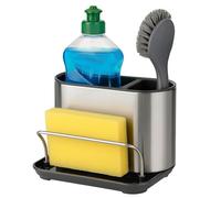 Innoteck Premium Surface Sink Caddy - Large Sink Organiser with Anti-Slip Feet, Drainage Base & Modular Design for Kitchen Sponge, Brush & Bottle Storage, Stainless Steel, Grey
