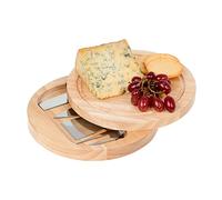 Innoteck Essentials Round Cheese Board with 4pc Set - Rubberwood Board for Cheese, Fruit, Vegetables, & Meat - Ideal for Picnics and Parties