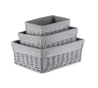 Innoteck Essentials Wicker Storage Baskets With Cloth Lining(set Of 3) - Grey., Grey