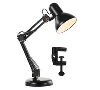 Innoteck Swing Arm Desk Lamp with Stable Base & Flexible Extendable Swivel Metal Arm, E27 Bulb Socket, Max 25W, Durable Architect-Style Office, Study & Bedside Lamp, Black