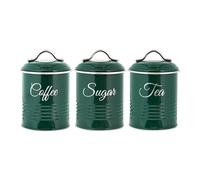 Innoteck Essentials Tea, Coffee, Sugar Set Of 3 Canister In High Gloss Green., Green