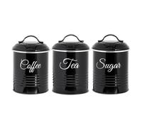 Innoteck Essentials Tea, Coffee, Sugar Set Of 3 Canister In High Gloss Black., Black