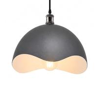 Innoteck Wavy Metal Ceiling Light Shade, 29.4cm - Grey | Decorative Wavy Lamp Shade with White Interior & E27 Reducer Ring