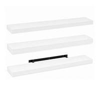 Innoteck White High Gloss Floating Shelf Rectangular 110Cm Modern Wall Mounted Shelf Pack Of 3