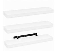 Innoteck White High Gloss Floating Shelf Rectangular 80Cm Modern Wall Mounted Shelf Pack Of 3